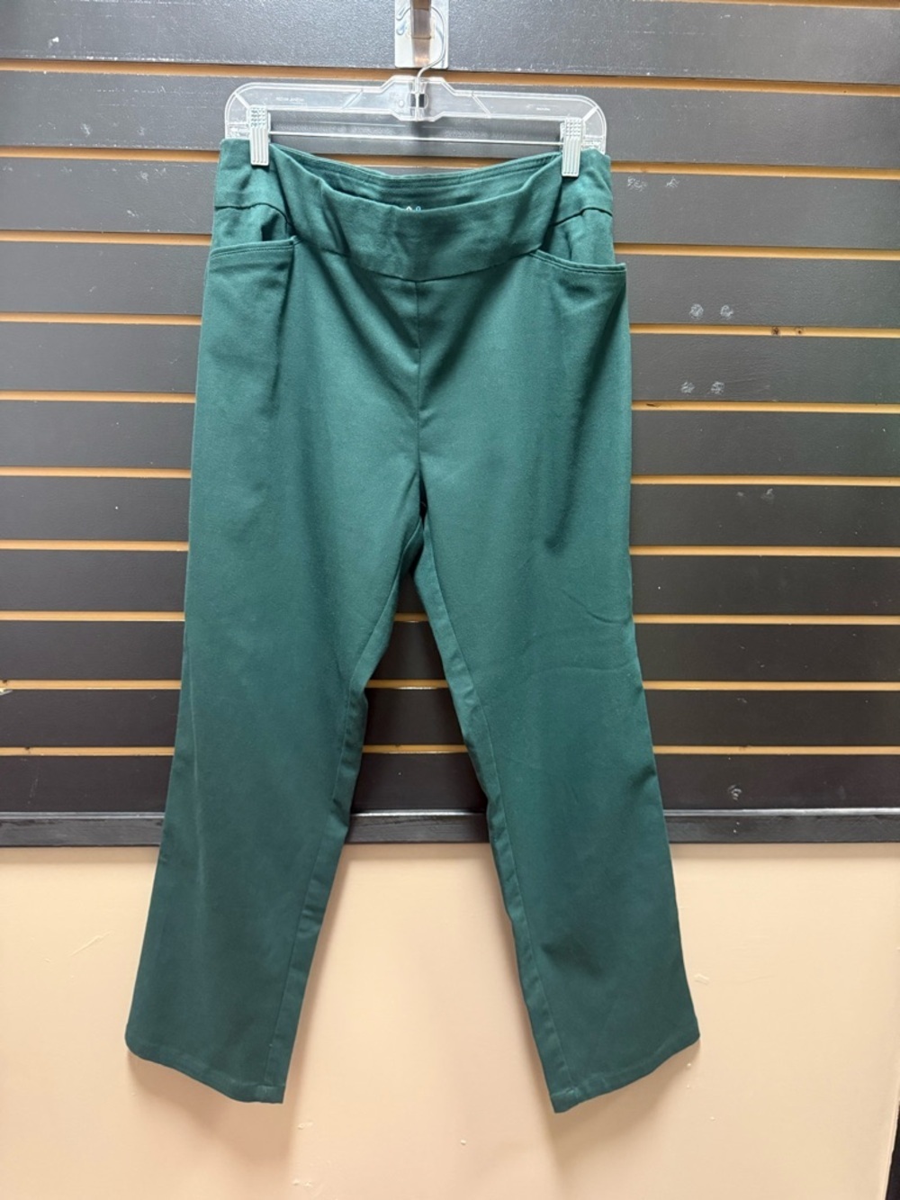 Croft & Barrow Effortless Stretch Pants Green Straight Leg Size 14